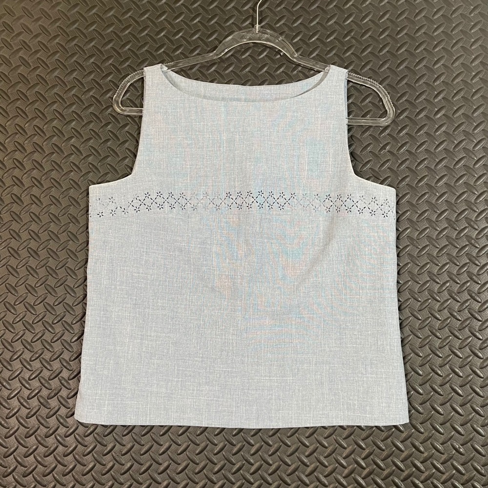 Vintage Leslie Belle Petite Light Blue Tank Top Blouse‎ Top Women's Size 10P